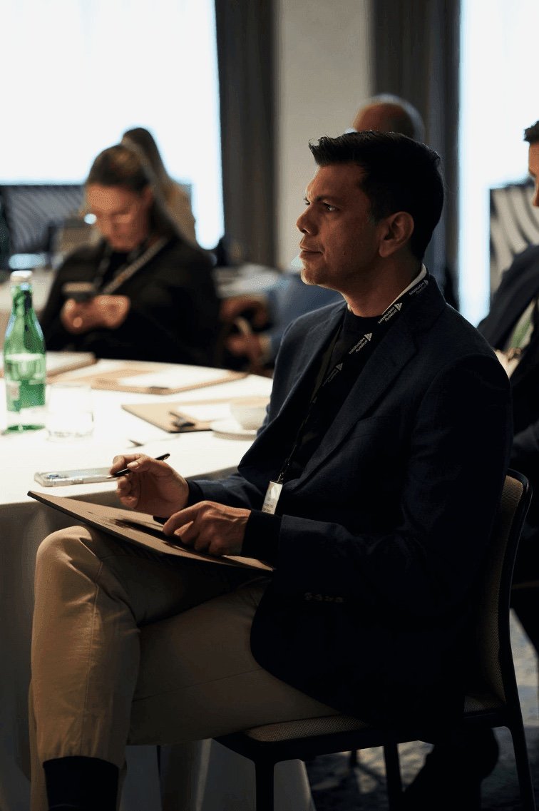 INTRIC founder Abhii Dabas takes notes at a session of the LeadingRE Global Symposium in Prague